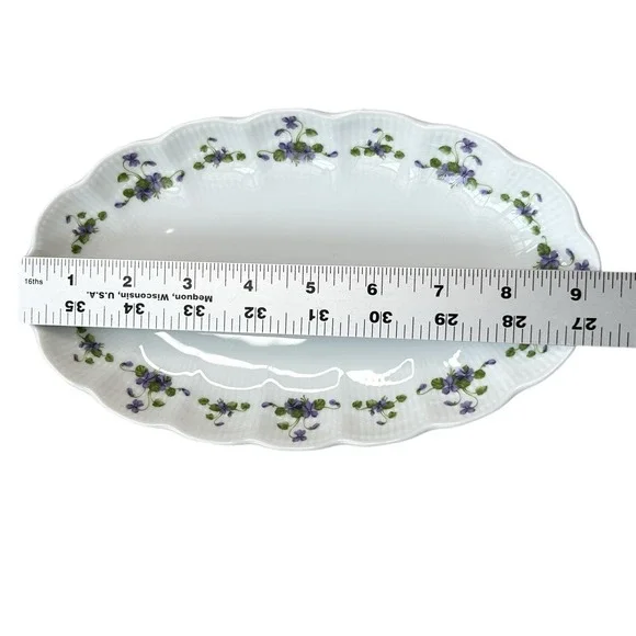 KAISER Romantica Viola Oval Pickle Dish 9 1/4" Purple Floral W. Germany - Picture 4 of 7